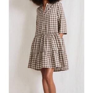 Apiece Apart Maurino Drop Waist Mini Dress – Walnut Check – XS